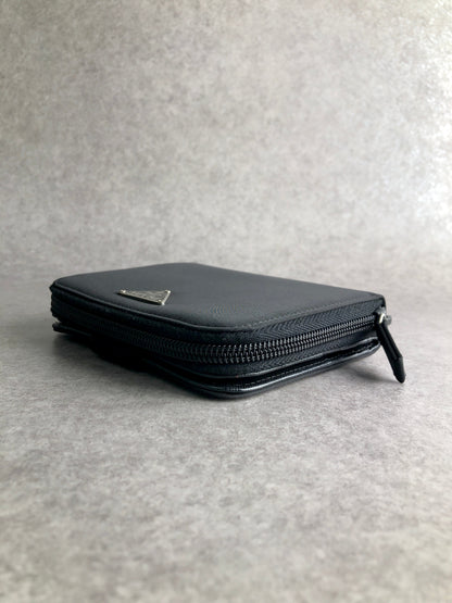 PRADA Triangle Logo Folded Wallet Black Vintage anxsdp