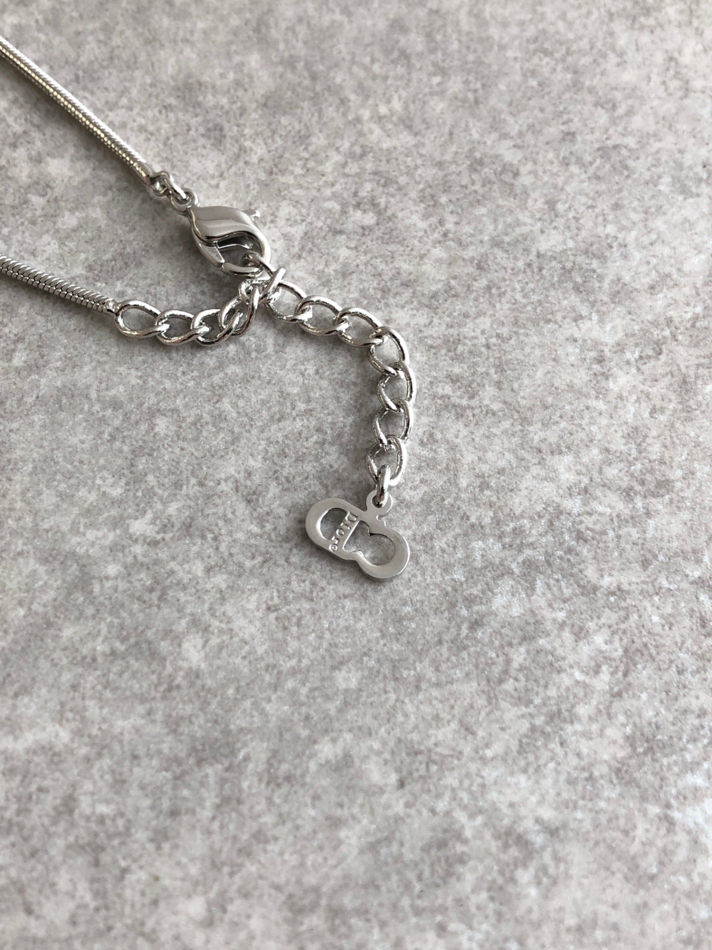 Christian Dior Logo Motif Necklace Silver Vintage tbk25j