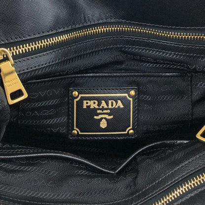 PRADA Triangle Logo Handbag White×Black Vintage xpzwfz