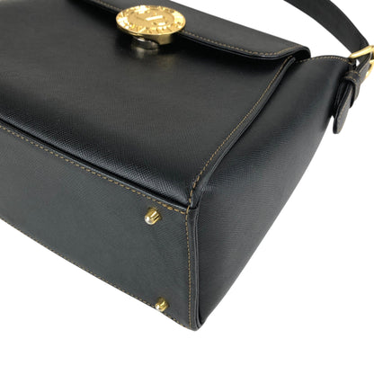 VALENTINO GARAVANI Circle Logo Handbag Black Vintage edaauv