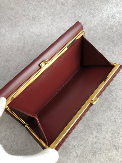 Cartier Logo Embossed Long Wallet Bordeaux Vintage shhgrp