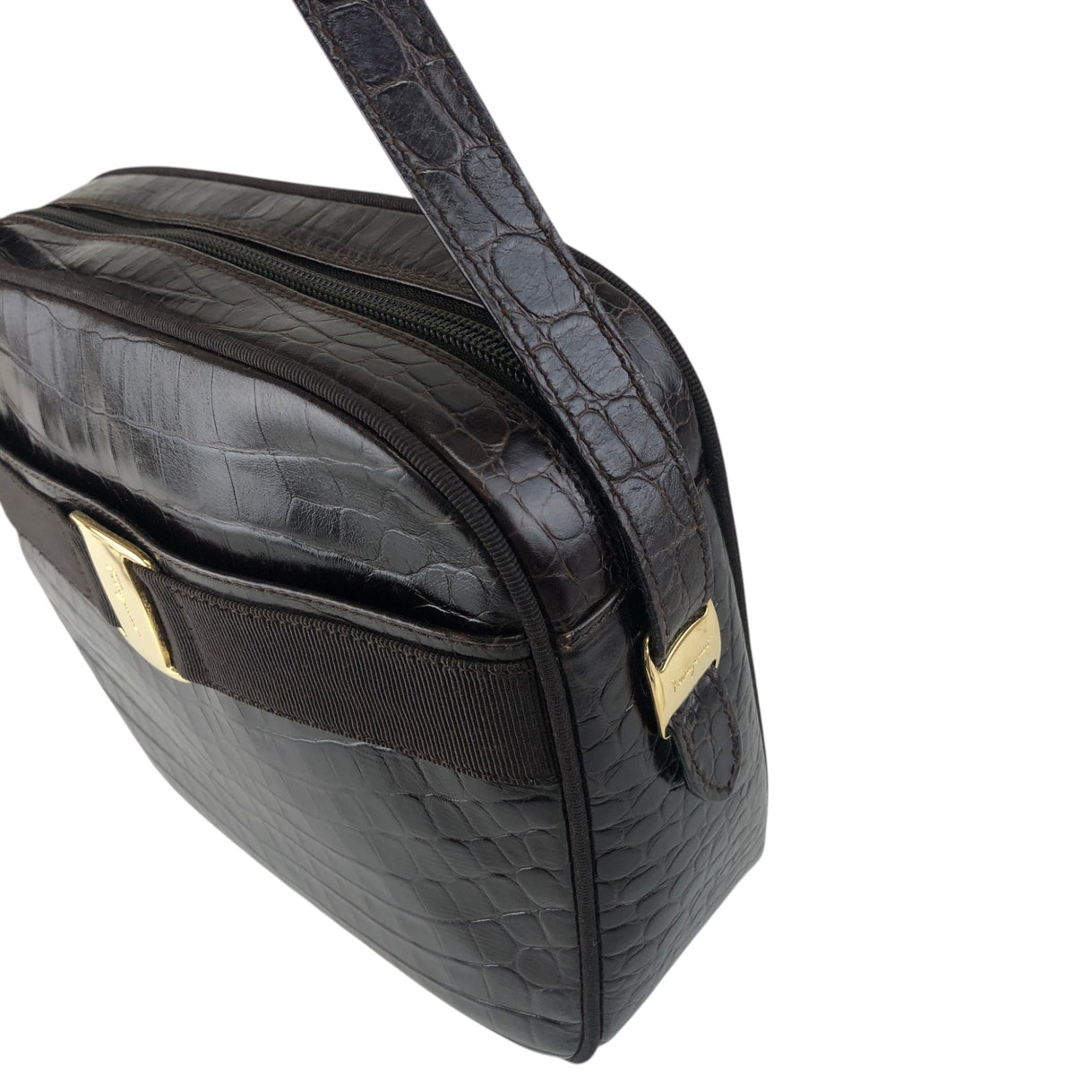 Salvatore Ferragamo Logo Shoulder bag Brown Vintage z3szbs