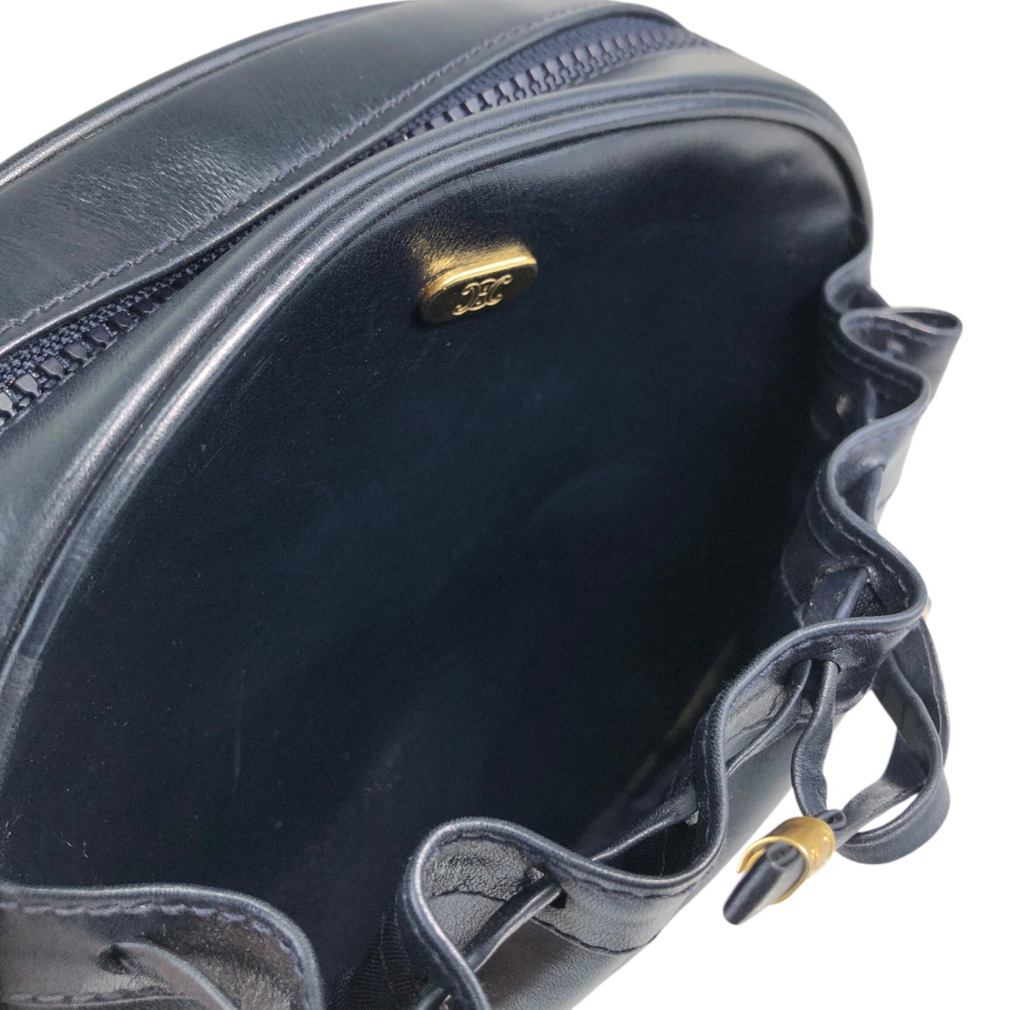 CELINE Logo Tassel Shoulder bag Navy Vintage fcpzrv