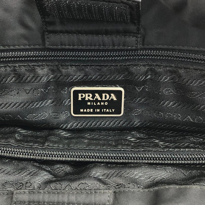 PRADA Triangle Logo Double Pocket Totebag Black Vintage ezms23