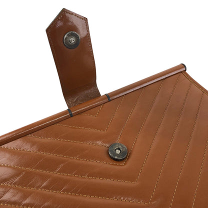 Yves Saint Laurent YSL Logo Cassandra Bias Stitch Clutch bag Brown Vintage i6mndi