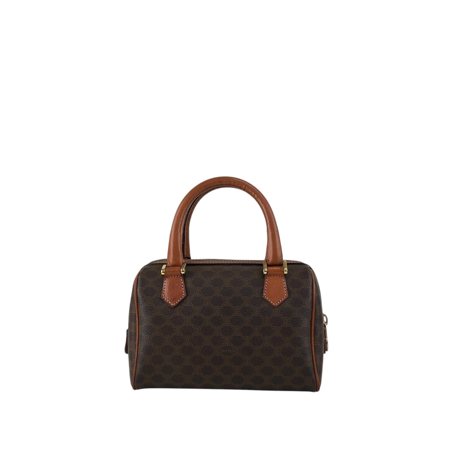 CELINE Macadam Blason Two-way Small Boston bag Shoulder bag Brown Vintage 2kpnhi