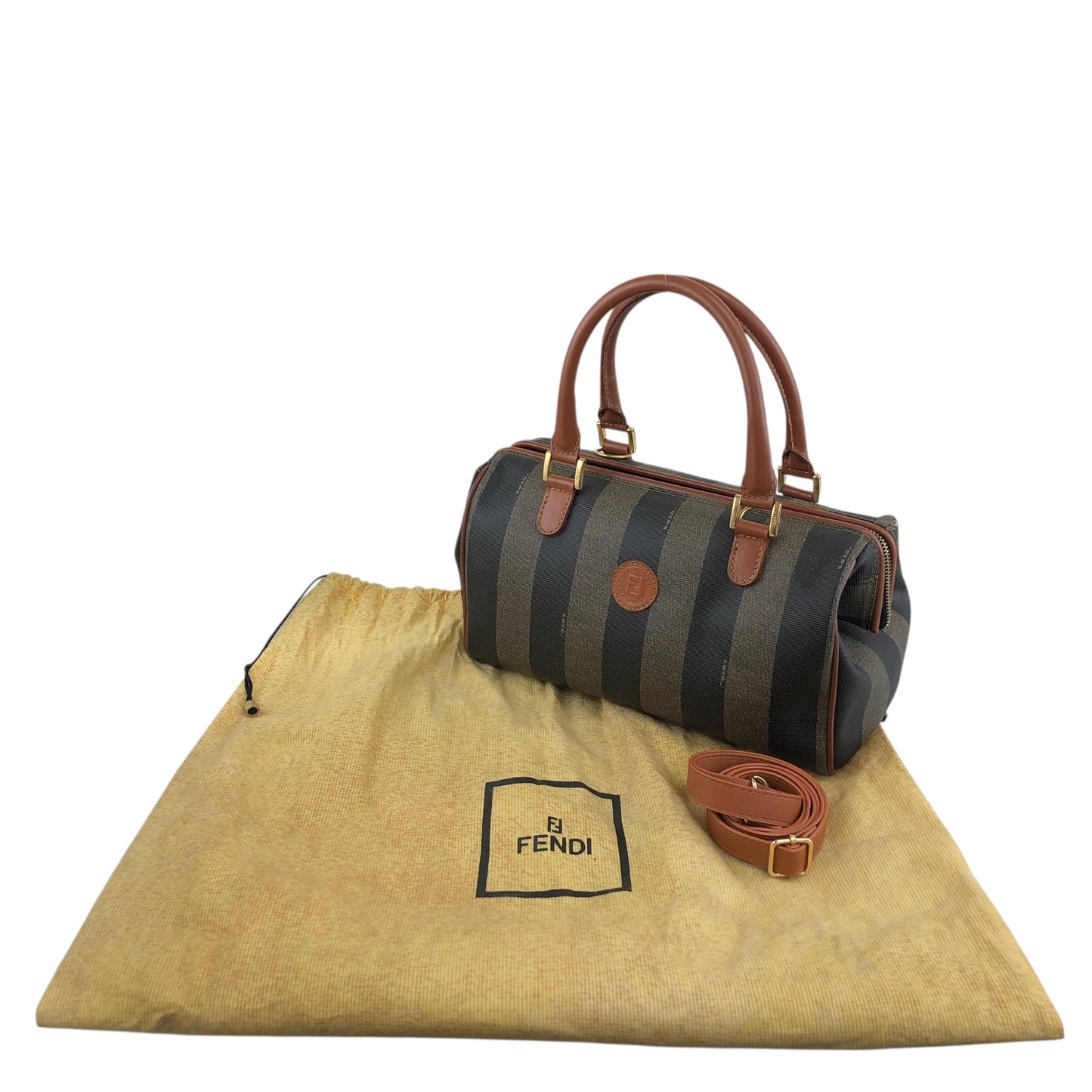 FENDI Pecan Two-way Small Boston bag Shoulder bag Brown Vintage bcg8zs