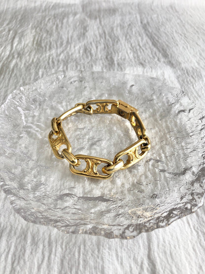 CELINE Triomphe Bracelet Gold Vintage 8z3fdy