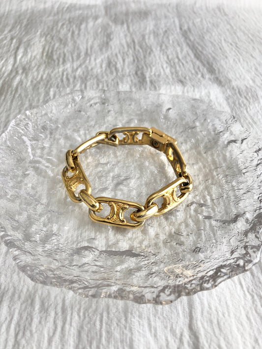 CELINE Triomphe Bracelet Gold Vintage 8z3fdy
