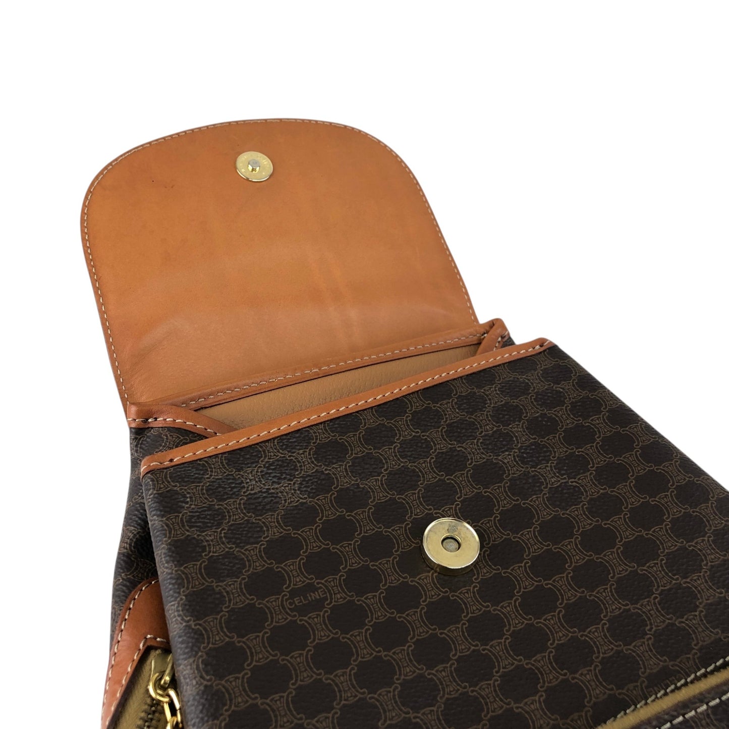 CELINE Macadam Triomphe Flap Backpack Brown Vintage mesz66