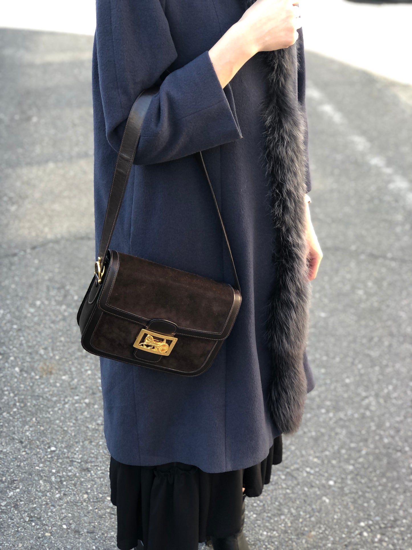 CELINE Horse Carriage Shoulder bag Brown Vintage 8kncfy