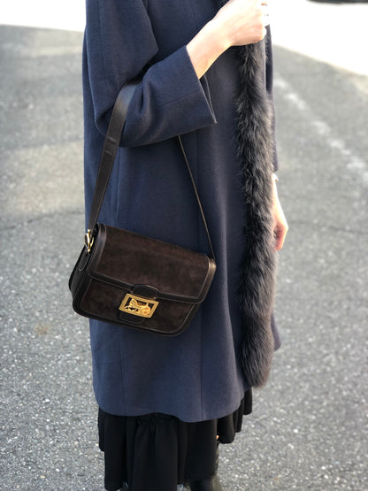 CELINE Horse Carriage Shoulder bag Brown Vintage 8kncfy