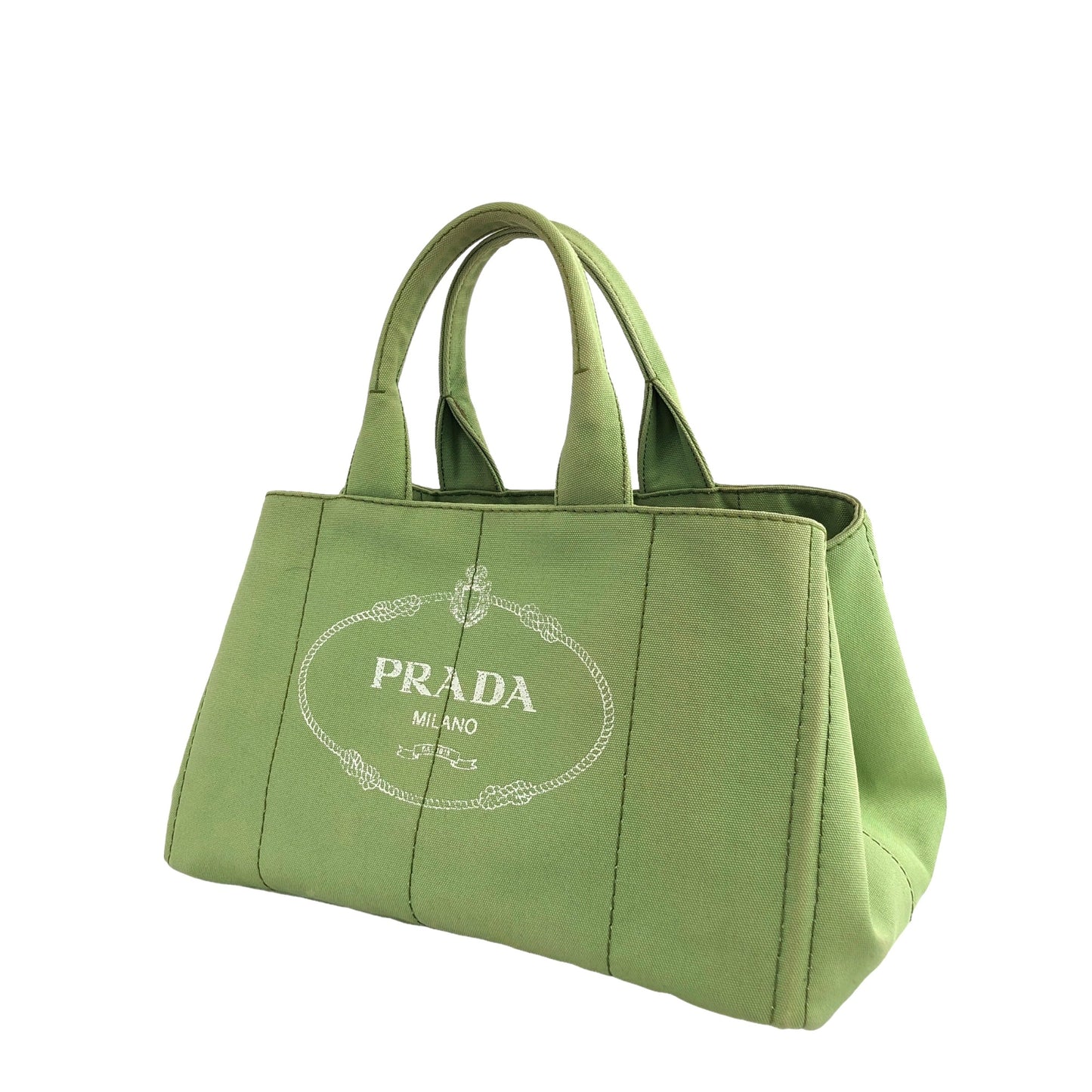 PRADA Triangle Plate Canapa Handbag Light Green Vintage ga2t4v