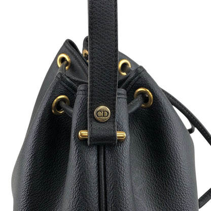 Christian Dior Logo Drawstring Shoulder bag Black Vintage 8jksti
