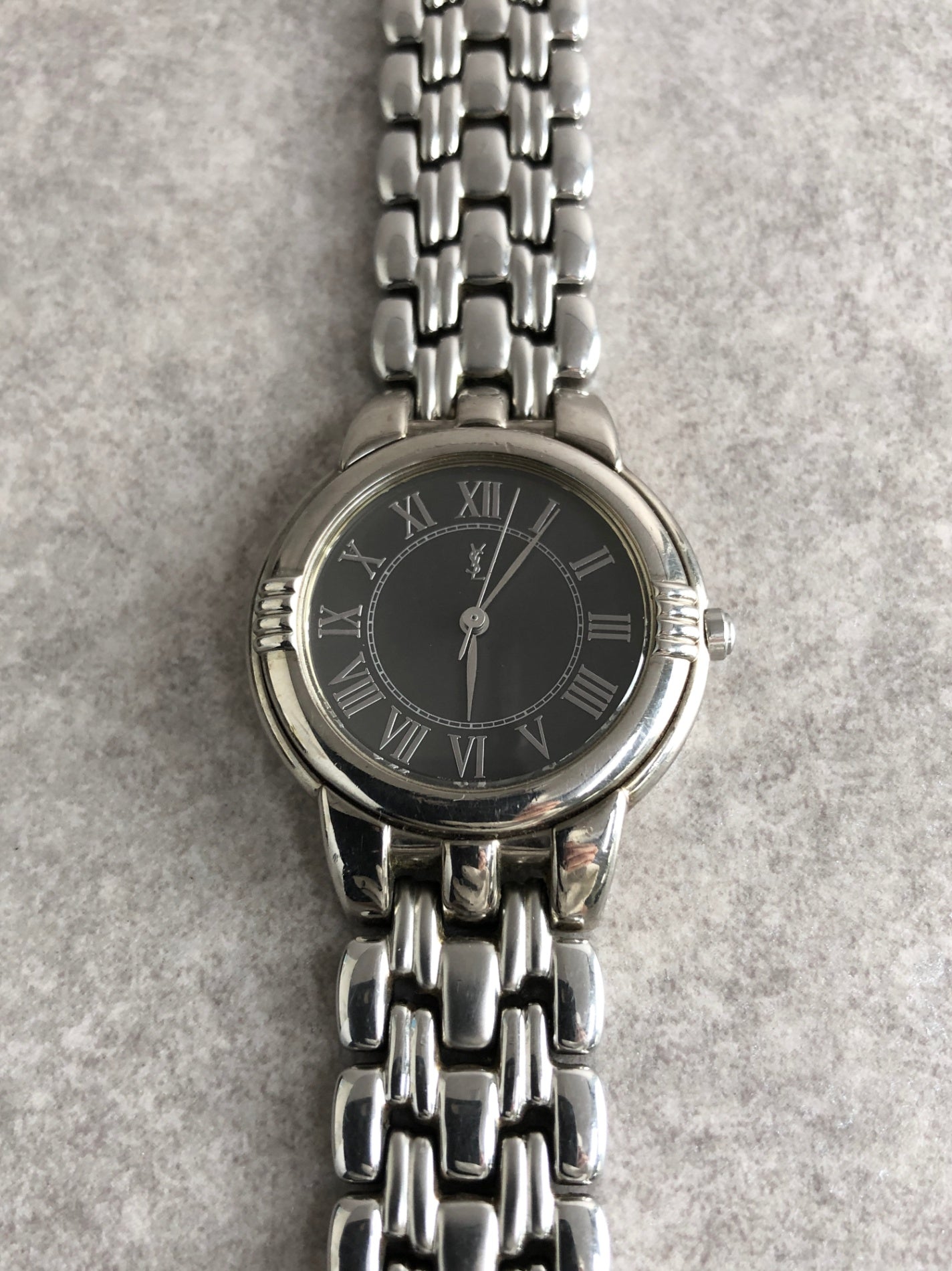 Yves Saint Laurent YSL Logo Watch Silver 6031-G11866 Vintage 6wv8w4