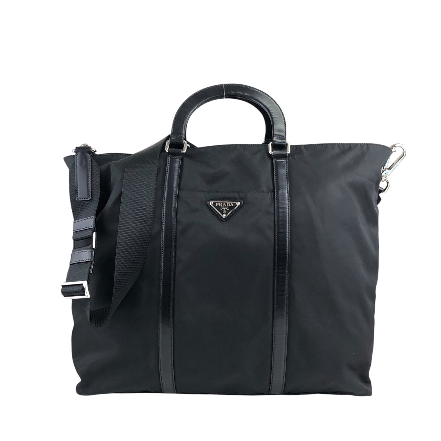 PRADA Tessuto Triangle Logo Two-way Handbag Shoulder bag Black Vintage 382dsw