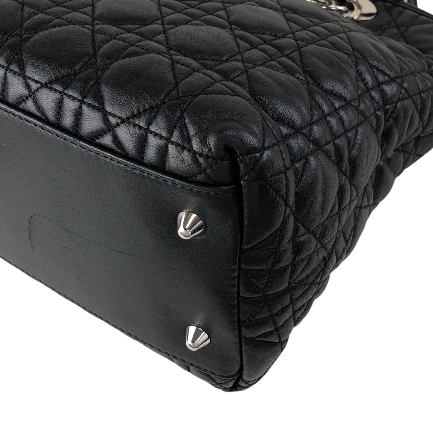 Christian Dior Lady Dior Cannage Logo Charm Handbag Black Vintage ymgxfh