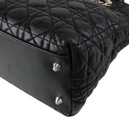 Christian Dior Lady Dior Cannage Logo Charm Handbag Black Vintage ymgxfh