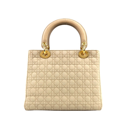 Christian Dior Lady Dior Cannage Handbag Beige Vintage svgryv