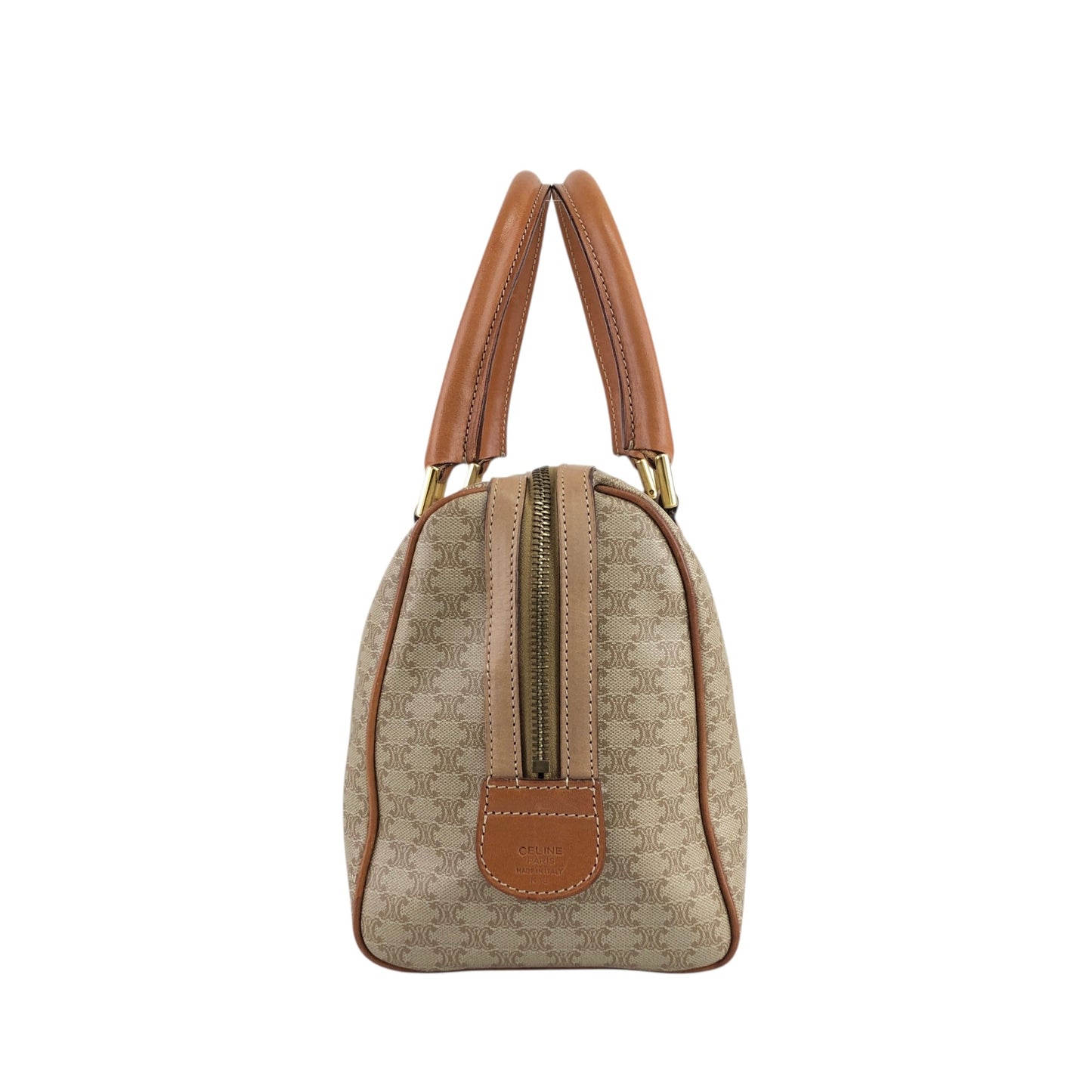 CELINE Macadam Blason Handbag Boston bag Beige Vintage t7x7kn