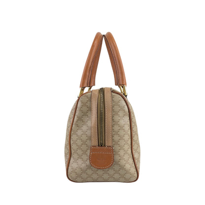 CELINE Macadam Blason Handbag Boston bag Beige Vintage t7x7kn
