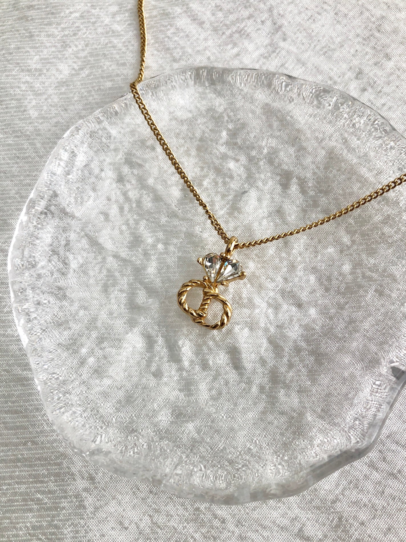 Christian Dior CD Logo Stone Necklace Gold Vintage 6ef7yn