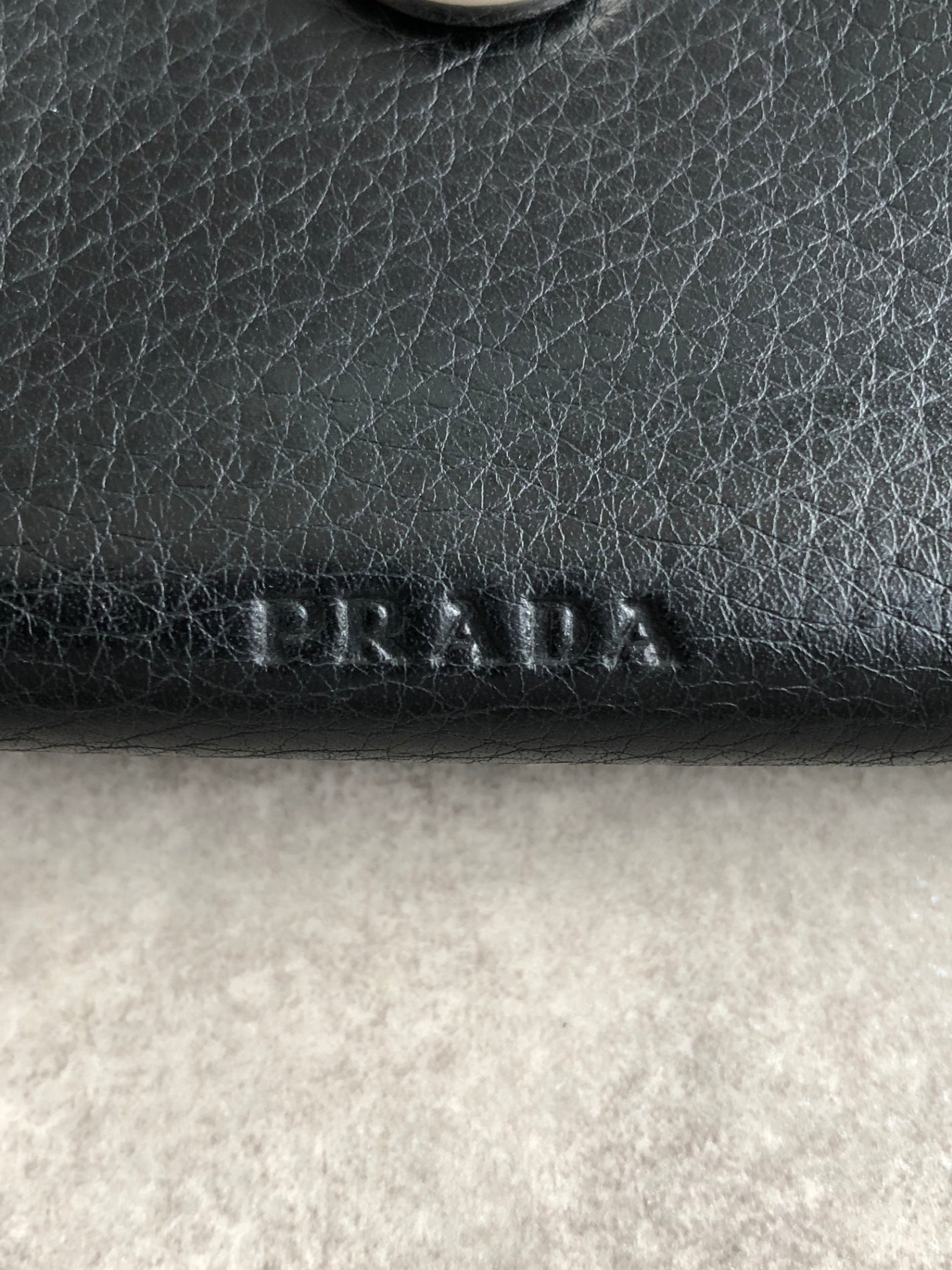 PRADA Buckle Motif Folded Wallet Black Vintage k574bi