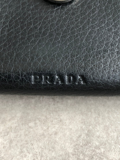 PRADA Buckle Motif Folded Wallet Black Vintage k574bi