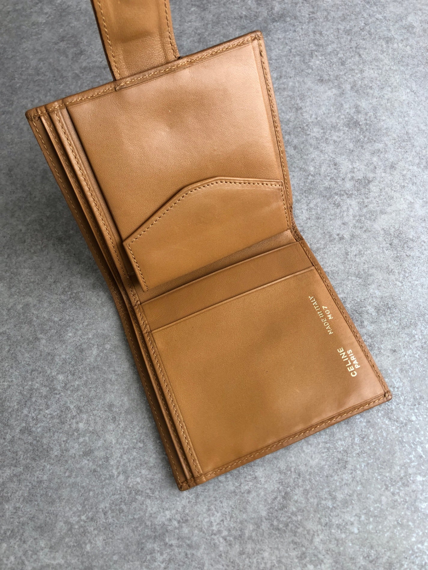 CELINE Macadam Triomphe Folded Wallet Brown Vintage bcju54