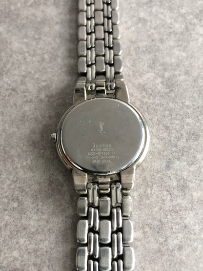 Yves Saint Laurent YSL Logo Watch Silver 6031-G11866 Vintage 6wv8w4