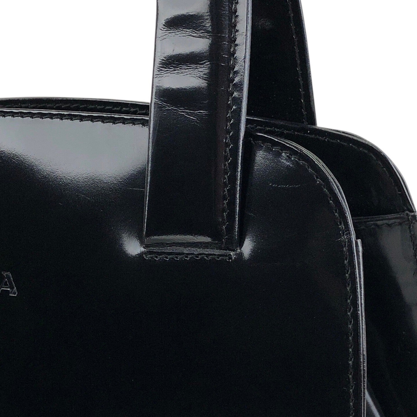 PRADA Logo Small Handbag Black Vintage snjxtd