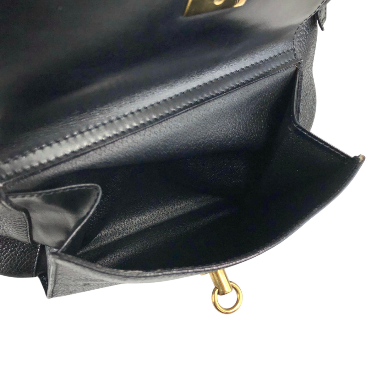 CELINE Gancini Front Pocket Drawstring Shoulder bag Black Vintage 3gt2jh