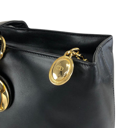 Christian Dior Logo Charm Handbag Totebag Black Vintage jimcsr