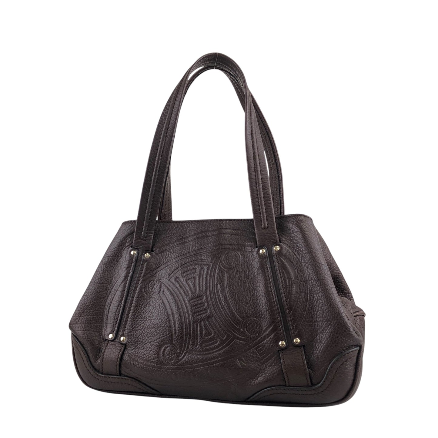 CELINE Blason Handbag Brown Vintage 3gv622