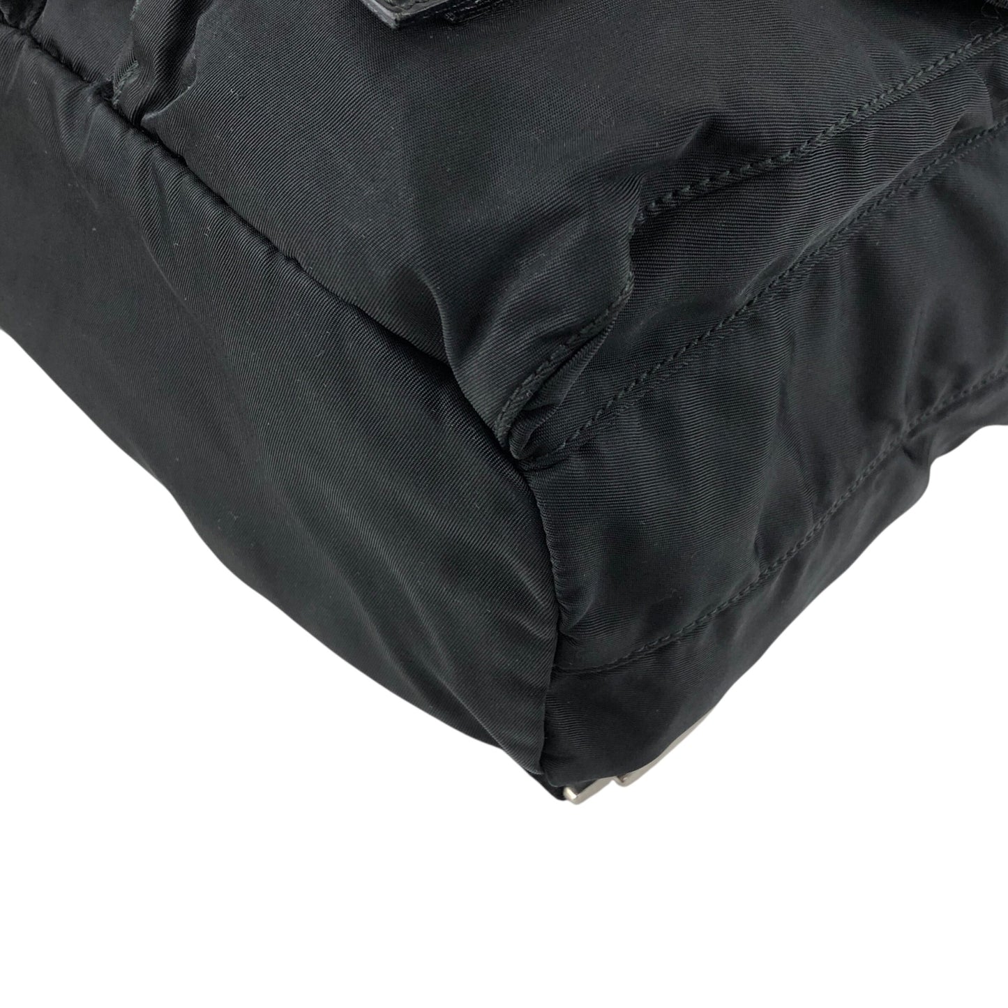 PRADA Tessuto Triangle Logo Double Pocket Backpack Black Vintage najw37