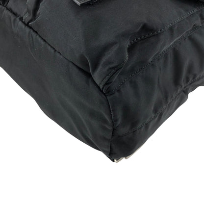 PRADA Tessuto Triangle Logo Double Pocket Backpack Black Vintage najw37