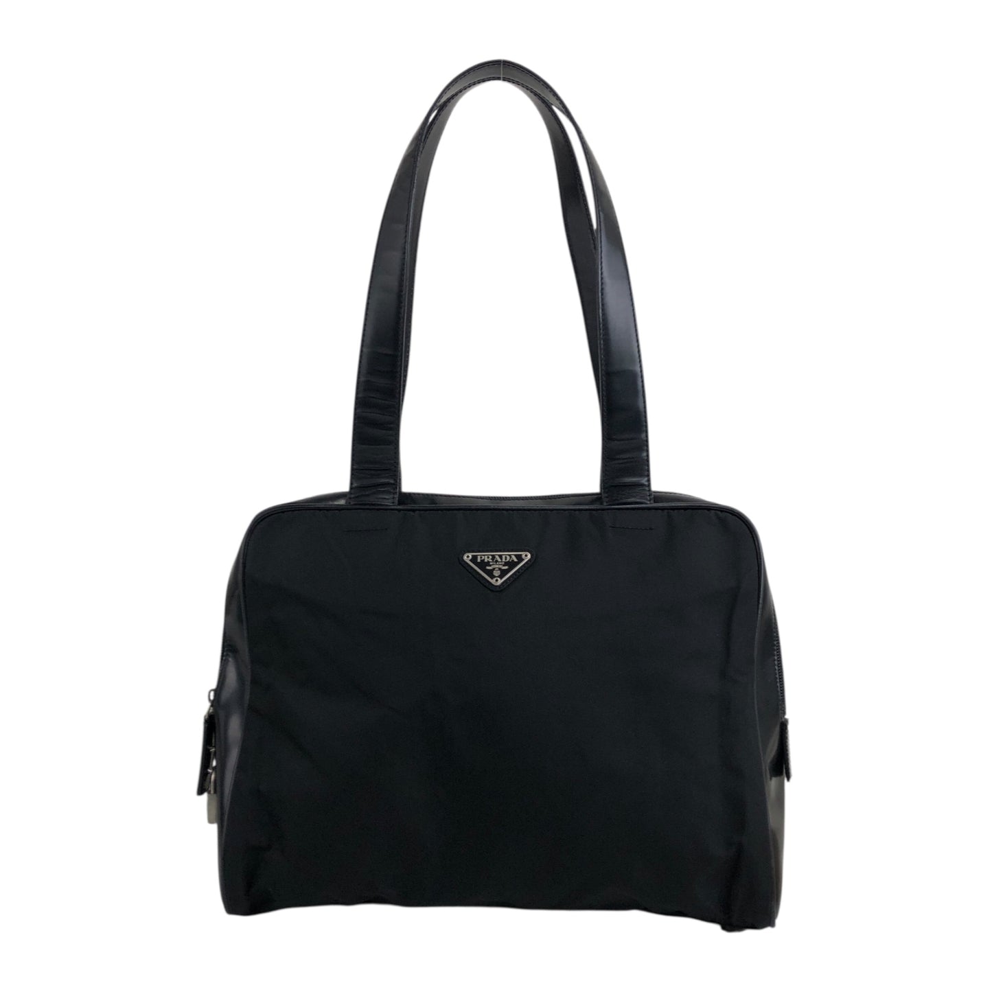 PRADA Triangle Logo Padlock Totebag Black Vintage 5g8nni