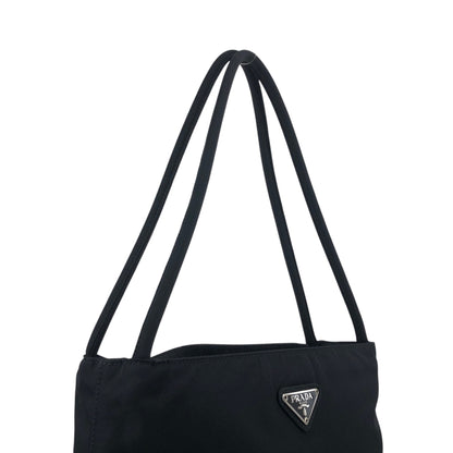 PRADA Triangle Logo Handbag Black Vintage sfzwud