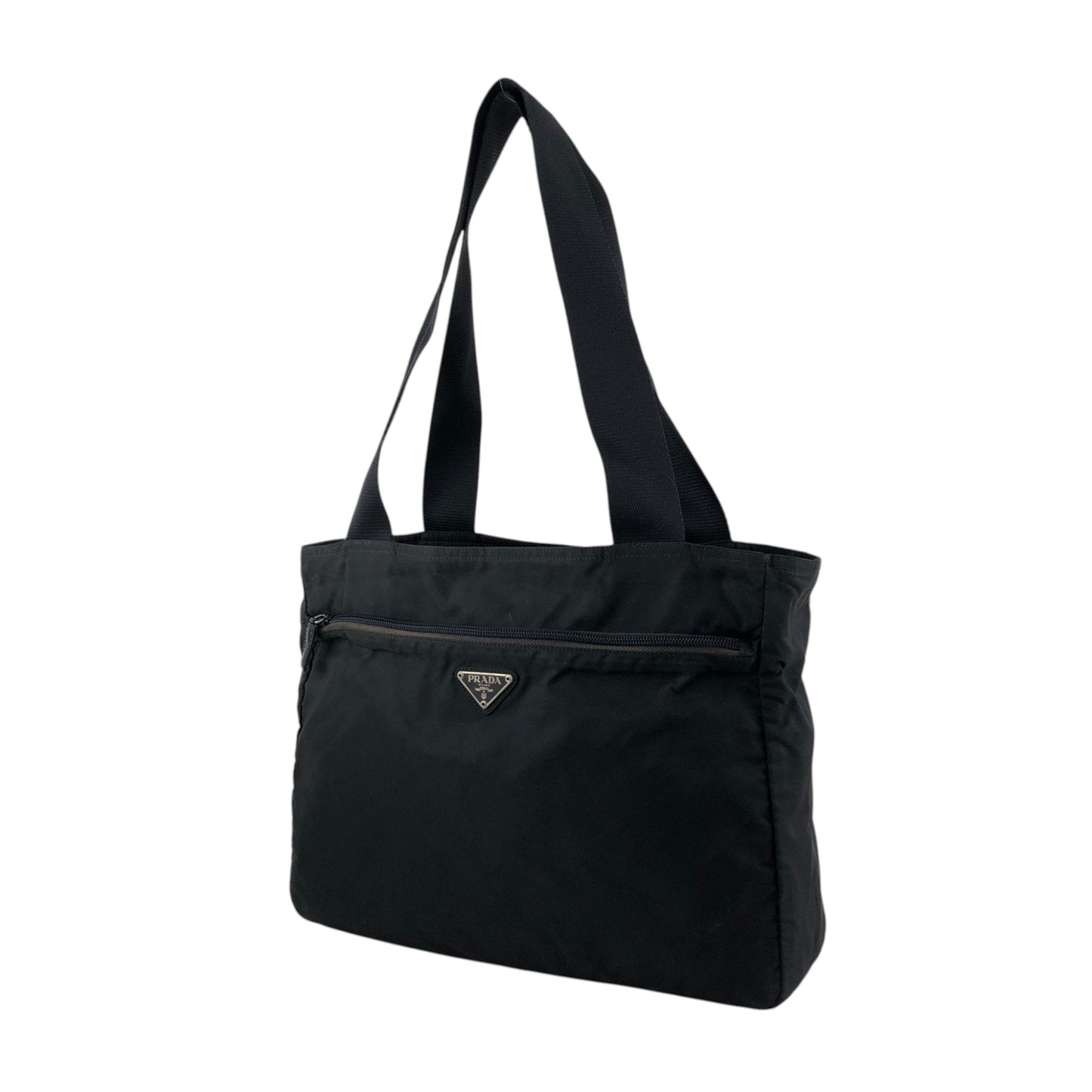 PRADA Tessuto Triangle Logo Totebag Black Vintage ztj777
