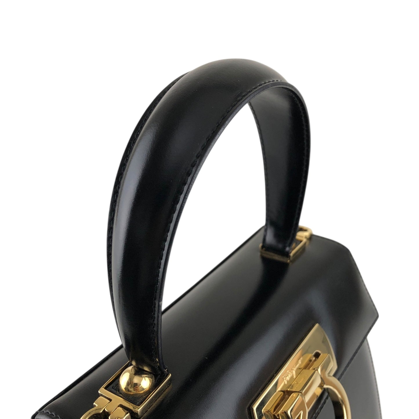 Salvatore Ferragamo Gancini Two-way Handbag Shoulder bag Black Vintage vbbuay