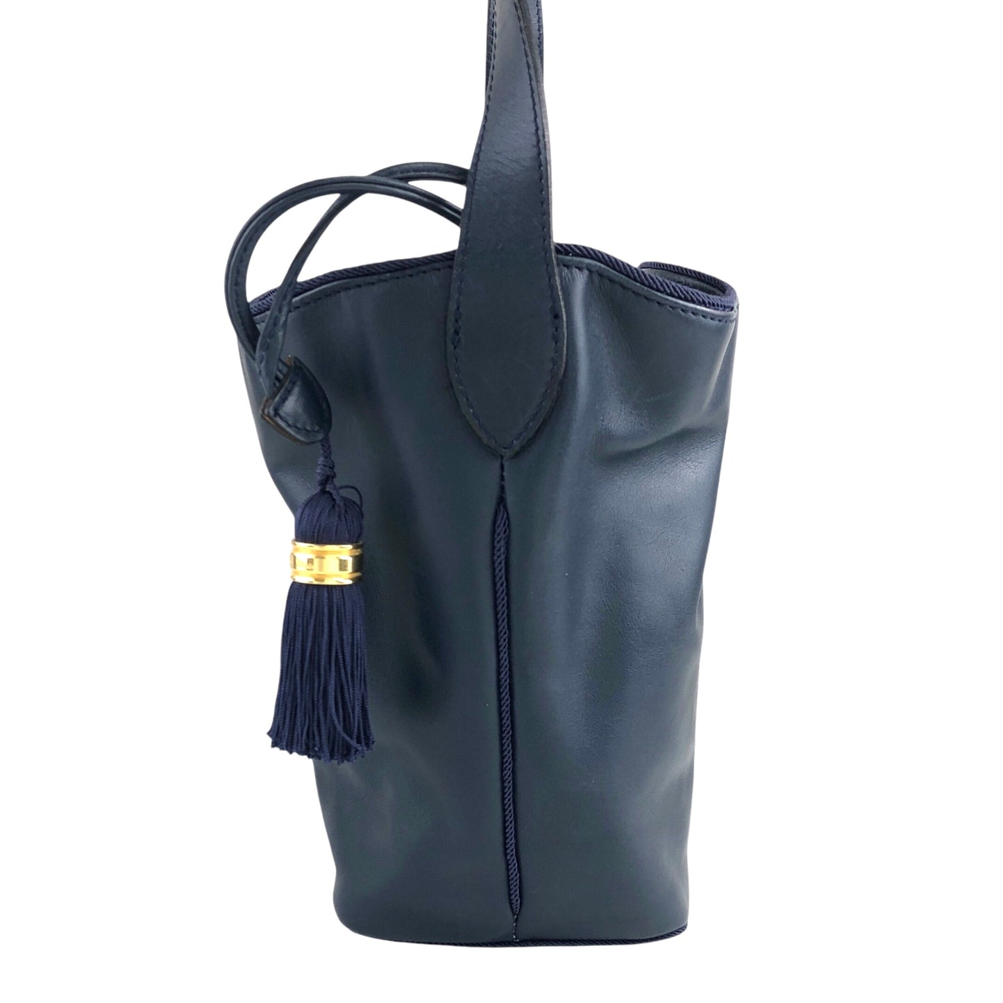 Christian Dior CD Logo Tassel Drawstring Shoulder bag Navy Vintage vzaky4