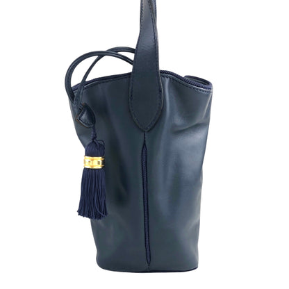 Christian Dior CD Logo Tassel Drawstring Shoulder bag Navy Vintage vzaky4