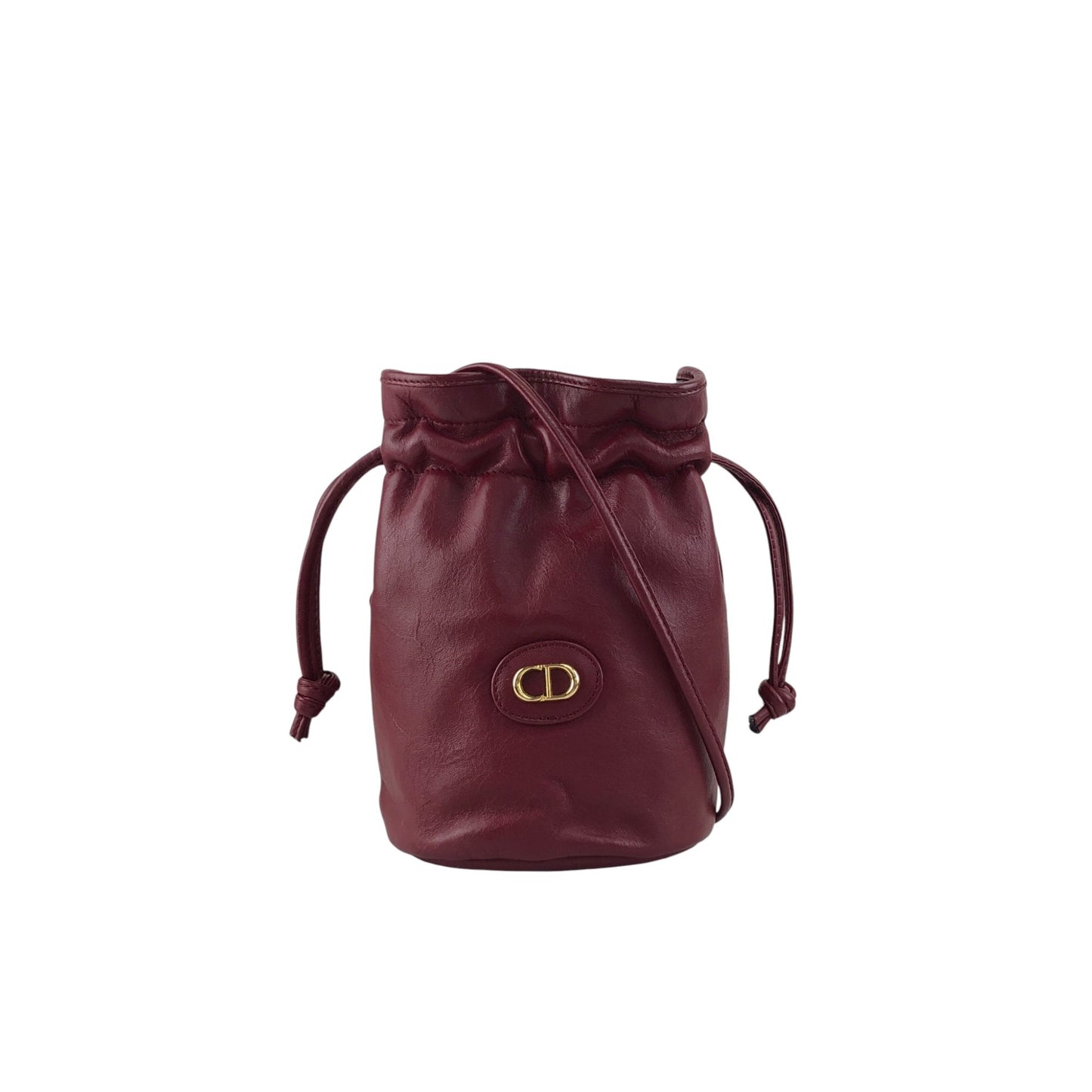 Christian Dior CD Logo Drawstring Shoulder bag Red Vintage smgt7i