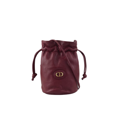 Christian Dior CD Logo Drawstring Shoulder bag Red Vintage smgt7i