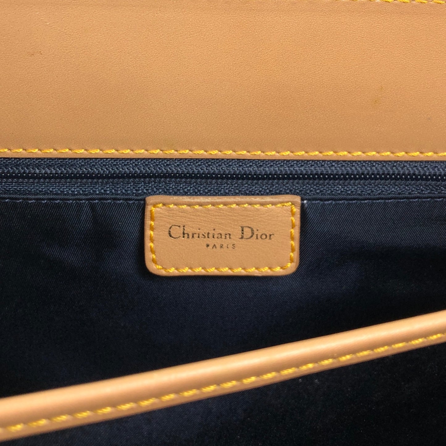 Christian Dior Logo Canvas Handbag Beige×Blue Vintage fwaghn