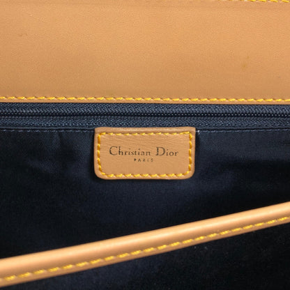 Christian Dior Logo Canvas Handbag Beige×Blue Vintage fwaghn