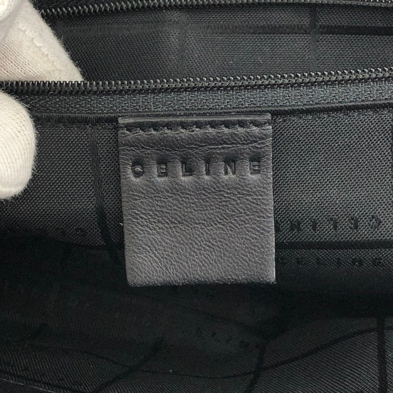 CELINE Logo Embossed Totebag Black Vintage khd67u