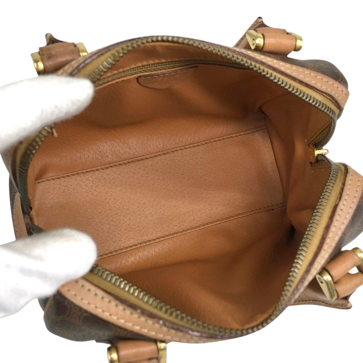 CELINE Macadam Two-way Small Boston bag Shoulder bag Brown Vintage asbejd