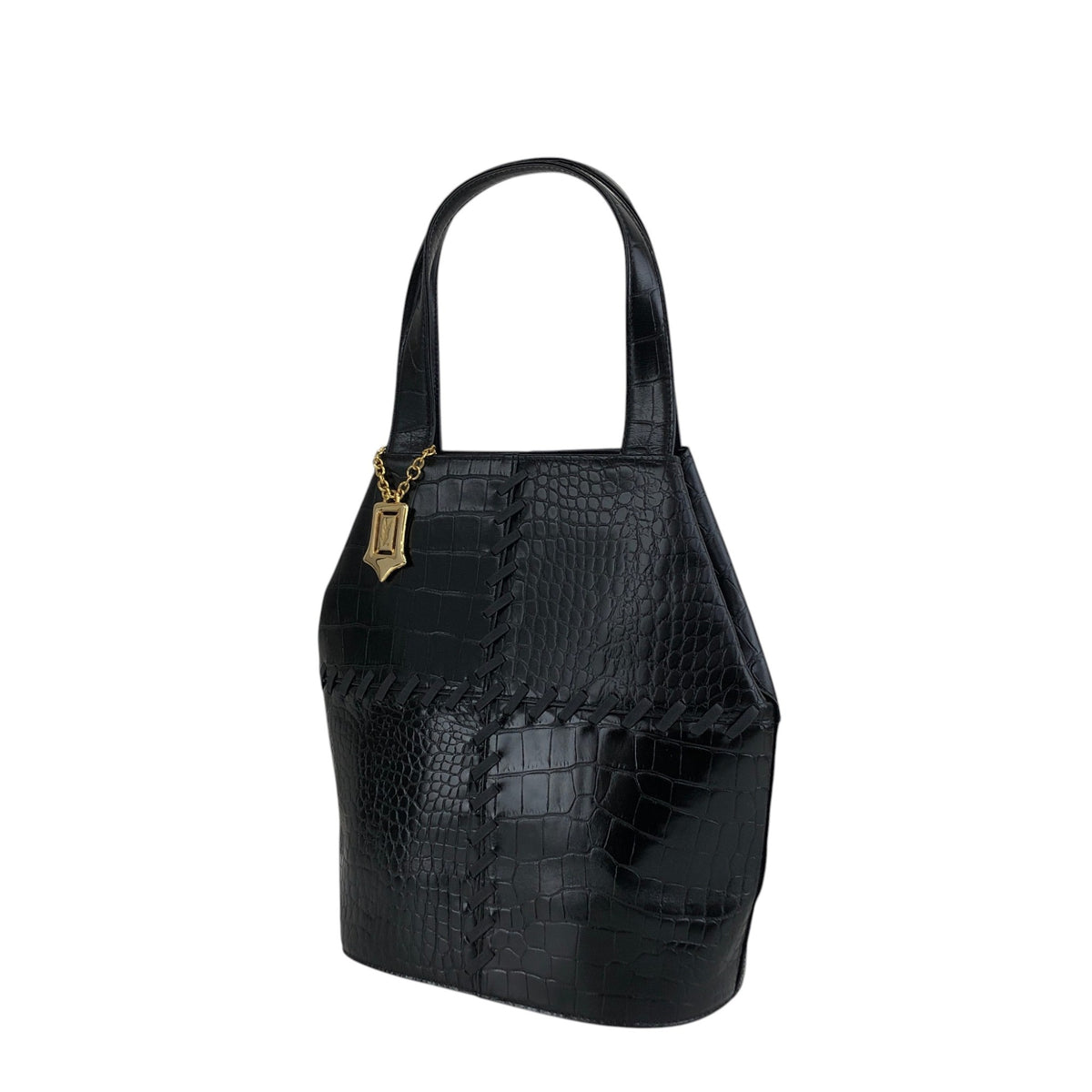 Yves Saint Laurent YSL Logo Cassandra Handbag Black Vintage hi7662