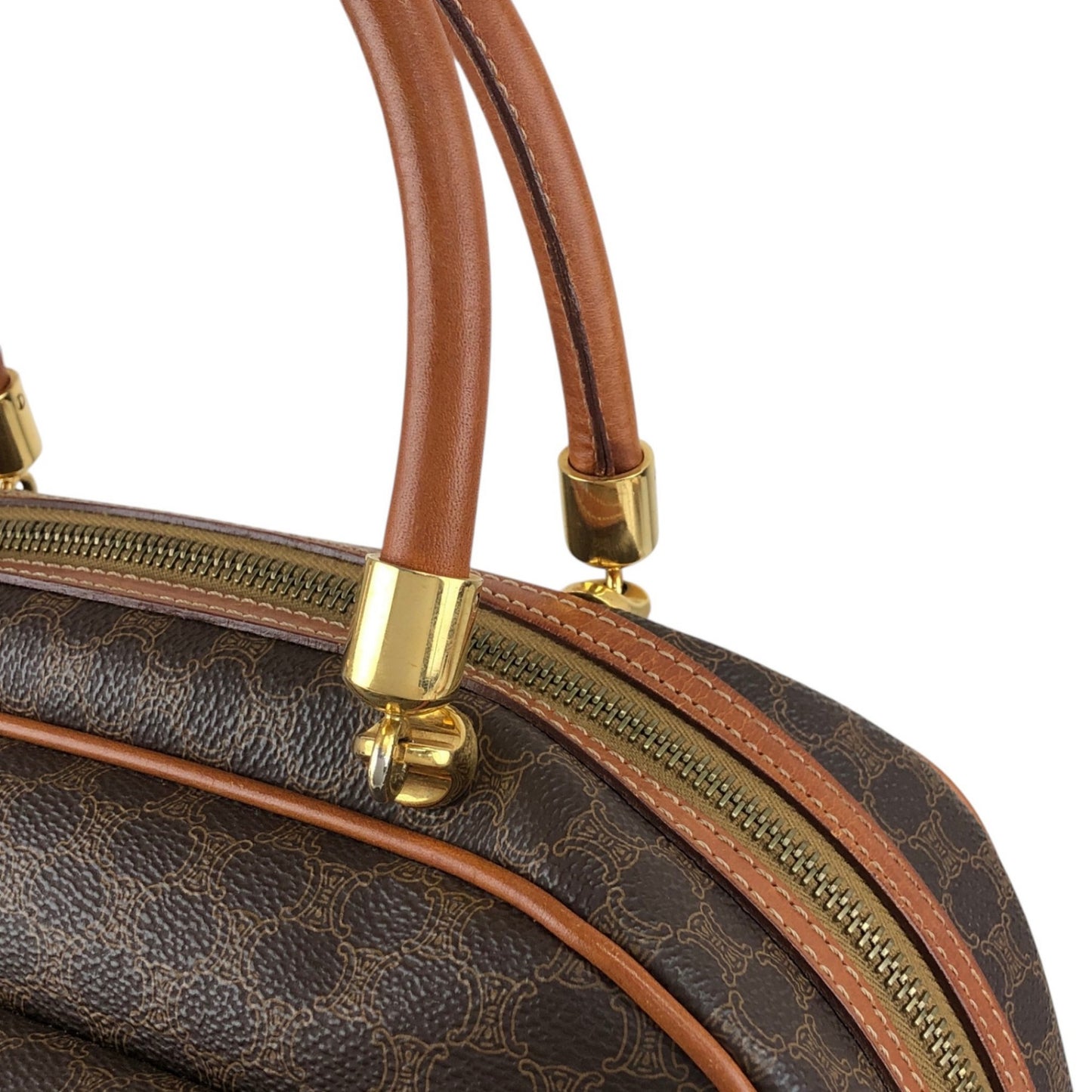 CELINE Macadam Blason Handbag Brown Vintage h544n5
